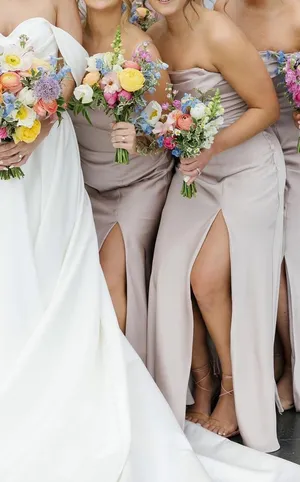 Birdy Grey Mia Matte Satin Convertible Dress - Taupe thumbnail 4