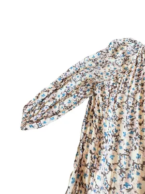 Z Supply Ivory Blue Floral Tiered Maxi Dress Long Sleeve Bohemian Small Women's thumbnail 10
