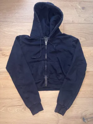 brandy melville zip up hoodie with pockets navy thumbnail 1