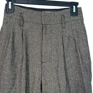 2 Pants Trouser Alice + Olivia Herringbone Wool 31"in Dark Academia Old Money thumbnail 8