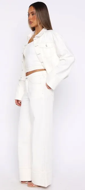 Charlotte Mid Rise Wide Leg Jeans Off White thumbnail 1