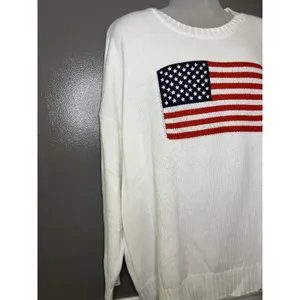 Wild Fable Sweater Womens Plus 2X White American Flag USA Graphic Knit Pullover thumbnail 3