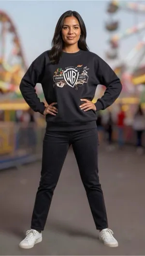 Vintage 1999 Warner Bros Looney Tunes Crewneck Sweatshirt Black Bugs Bunny XL thumbnail 1