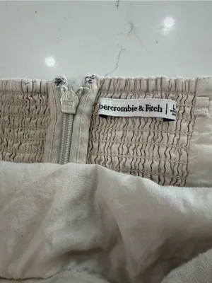 Abercrombie & Fitch Strapless Linen Wide-Leg Jumpsuit in Light Neutral thumbnail 3