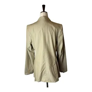 Max Mara Tan Striped Single Breasted 3 Button Lightweight Blazer Size 10‎ thumbnail 2