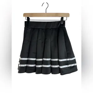 Spirit Halloween Pleated Cheerleader Mini Skirt Small Black White Stripe thumbnail 2