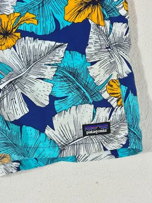 Patagonia Women’s Shorts XS Tropical Floral Blue Nylon Beach Outdoors Baggies thumbnail 4