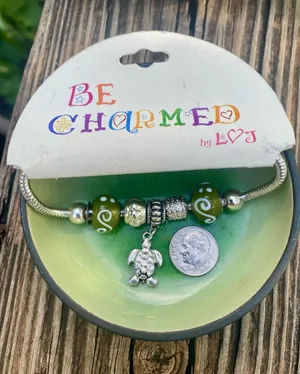 Be Charmed Olive Green Turtle Charm Bracelet thumbnail 1