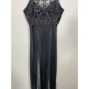 Dollar Black Embroidered Mesh Gown Scoop Neck Strappy Sleeveless Dress Medium thumbnail 5