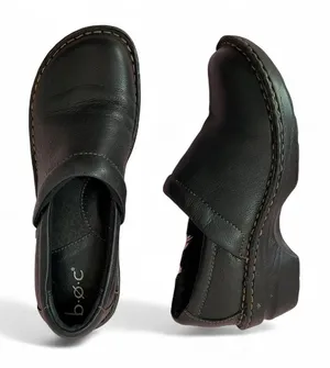 BOC Black Leather Comfort Clogs Mule Shoes Casual‎ Everyday Slip On thumbnail 1