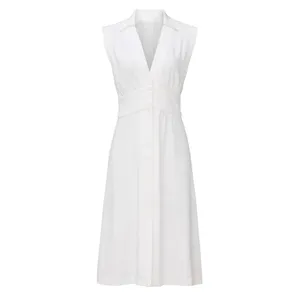 ba&sh Lady Dress Women XS Off-White‎ Sleeveless Button Front Midi Parisian Chic thumbnail 15