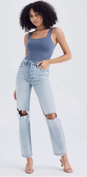 Abercrombie & Fitch Distressed The Dad High‎ Rise Jeans in Blue Size 27 thumbnail 1