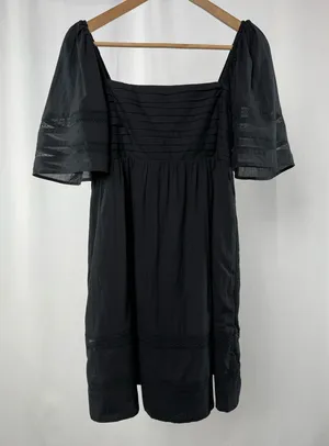 NWT Abercrombie & Fitch‎ Cotton Square Neck Short Sleeve Dress in Black Medium thumbnail 1