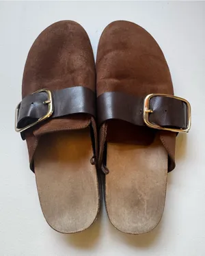 Old Navy Brown Suede Buckle Slide Loafers thumbnail 1