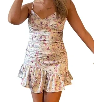 Chloe Rose Floral Print Ruffle Sundress Cottagecore Sleeveless Dress‎ thumbnail 1