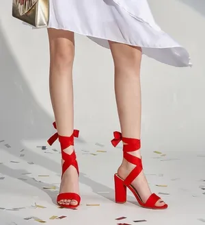 Red Chunky Heels Size 8 thumbnail 2