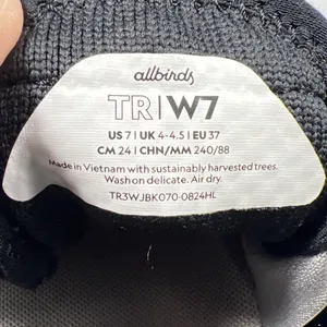 Allbirds Tree Runners Womens 7 Jet Black Sustainable Walking Sneakers EUC thumbnail 8