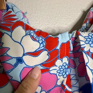 Sugarlips Berry Mix Floral Strapless Romper Size Large Retro Pink Blue White thumbnail 6