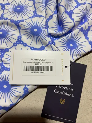 Mahi gold NWT Charleston Chatham lace regatta blue dress large MSRP$190 thumbnail 8