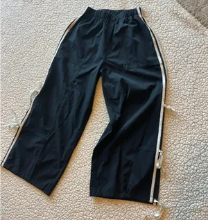 Adorable Black Track Pants with White Side Ties thumbnail 5