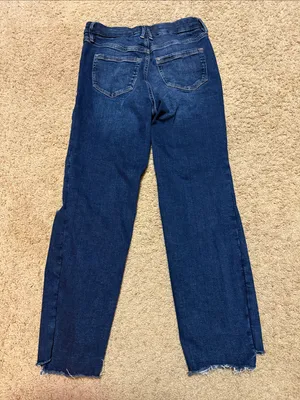 Good American Dark Blue Straight-Leg Distressed Jeans thumbnail 5