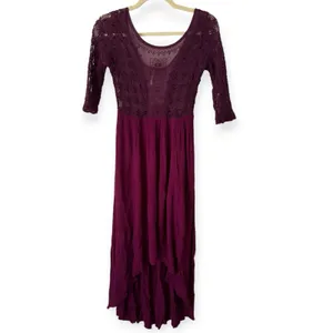 Free People Lonesome Dove Hi Lo Lace Midi Dress Plum Size 0 thumbnail 3