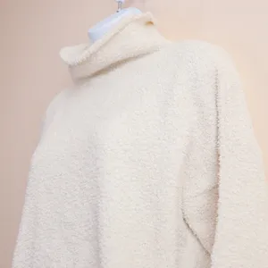 UGG Turtleneck Sweater Womens Large Cream Teddy Knit Plush‎ Cozy Drop Shoulder L thumbnail 5