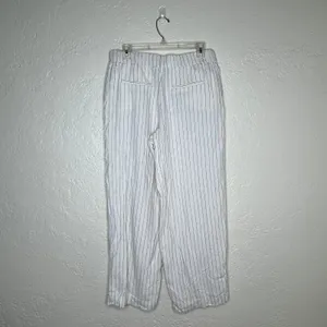 A New Day Pants 10 White Pinstripe Linen Blend Wide Leg Pleated‎ Women's thumbnail 2