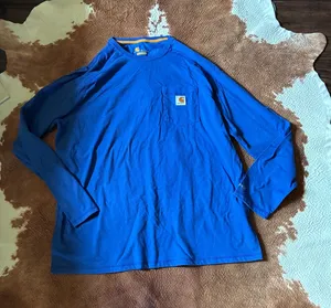 Men's long sleeve royal blue Carhartt size XL regular Cotton / poly blend thumbnail 1