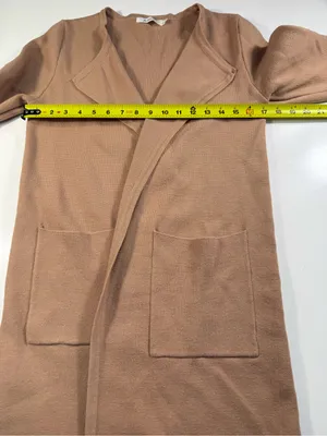 Lightweight Cream Open-Front Long Cardigan with Pockets NWOT thumbnail 4