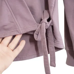 Athleta XS Purple Mindset‎ Wrap Sweatshirt Fleece Side Tie Pilates Balletcore thumbnail 4