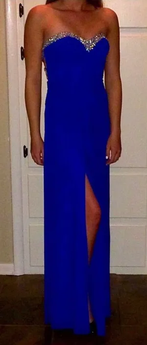 Dillard's Strapless Open Back Prom Dress thumbnail 1