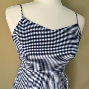 OLD NAVY Blue Gingham Fit & Flare Dress - size XS thumbnail 8
