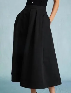 RIHOAS The Black High Waisted Pleated Midi Skirt only 68 thumbnail 1