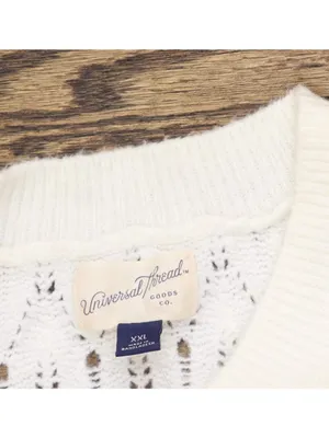 NWT Universal Thread Womens Sweater Crochet Vest 94429888 Cream Off White XXL thumbnail 4