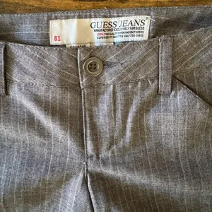 Guess Pinstripe Lace Trim Low Rise Shorts Gray Tailored Y2K Preppy Chic thumbnail 4
