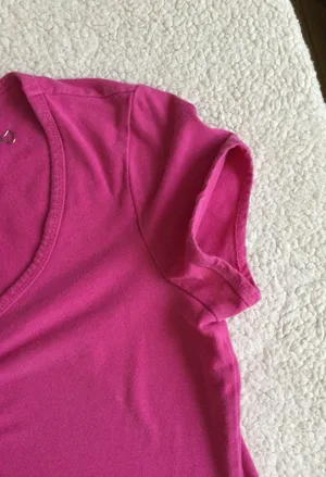 New York & Company Y2K Center Ruched Cinched Pink V-neck Top - Sz Medium thumbnail 9