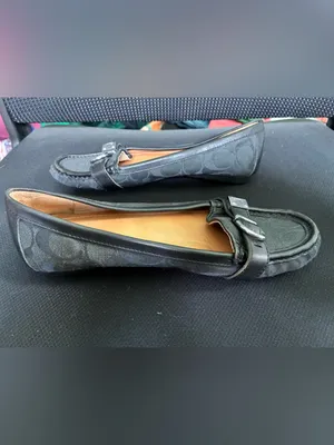Coach Flores Signature Jacquard Loafers Black Canvas Buckle Flats A2160 Size 7.5 thumbnail 8