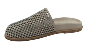 NOW Made in Italy Shoes Women 7 Ivory Rhinestone Perforated Leather Mule Slides‎ thumbnail 1