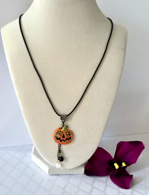 Halloween Pumpkin Necklace (468) 🎃 Orange thumbnail 2