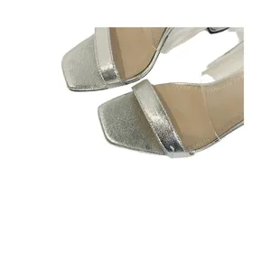 BP Nordstrom Size 9.5‎ Women's Clear Heel Sandals Block Heel Silver Evening thumbnail 3