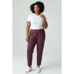 Athletic Works Womens Pants Sz 1X 16W-18W Purple (Maroon) Fleece Stretch Casual thumbnail 5