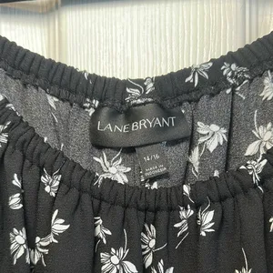 Lane Bryant Black White floral Ruffled Tiered high low off the shoulder Sundress thumbnail 3