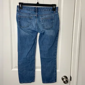 EUC Vintage Aeropostale women’s medium wash blue denim cropped pocket‎ jeans 5/6 thumbnail 4
