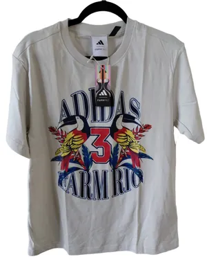 Adidas x Farm Rio Graphic T-Shirt, Women's Size L, NWT Talc Dark Marine thumbnail 2