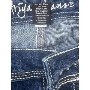 Ariya Women's Dark Wash‎ Distressed Emroidered Straight Leg SZ 9/10 Western thumbnail 10