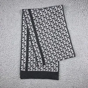 Michael Kors MK Logo Monogram‎ Scarf Gray Knit Fleece Double Sided thumbnail 6