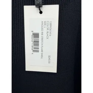 Milly Angled Rib Stretch Flare Shell Black‎ Sleeveless Zip Back Knit Top NWT L thumbnail 2