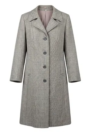 VTG 60s 70s Gray Tweed Long Virgin Wool Blend Trevira Mod Overcoat Germany Sz 42 thumbnail 1