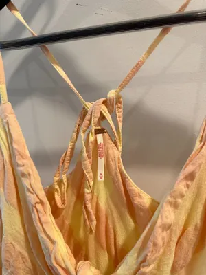 FREE PEOPLE Via Gingham Cotton Seersucker Sundress Creamsicle Combo Eve Medium thumbnail 7